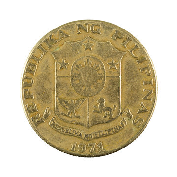 50 philippine sentimo coin (1971) obverse isolated on white background