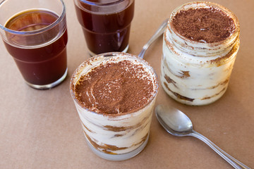 Traditional italian dessert tiramisu cake