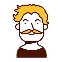 young blond man with mustache avatar character