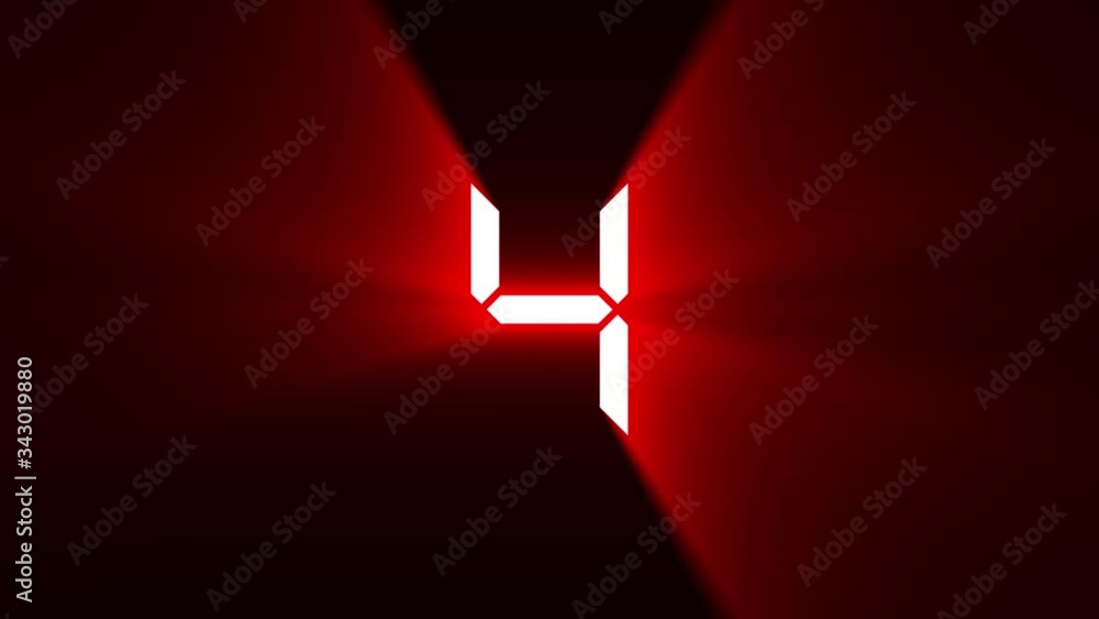 Poster countdown in rotating flashing circles against a red background