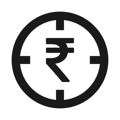 Target icon with money symbol for website etc. Web flat button, vector illustration