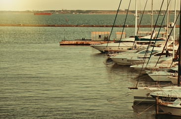 Fototapeta premium Many yachts in a marine yacht club