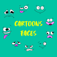 Obraz premium Cartoon faces facial expression vector character person's