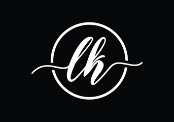 Elegant Initial Letter Mark LK Logo Design Vector Illustration Template in Black and White