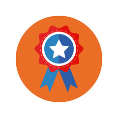 medal with ribbon block and flat style