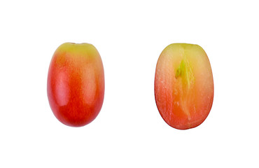 Grape slices on white background