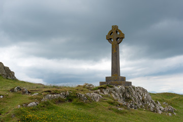 Celtic Cross on Llanddwyn Island, Anglesey, North Wales