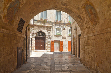 A narrow street in the village of Molfetta in Puglia