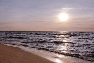 Fototapeta na wymiar Sunset on lake Ladoga