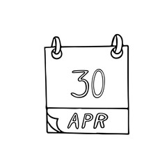 calendar hand drawn in doodle style. April 30. International Jazz Day, date. icon, sticker, element