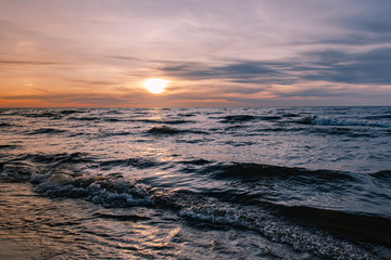 Sunset on lake Ladoga