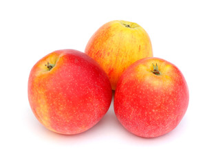 Organic fruits. Apples isolated on a white background. Three red apples.