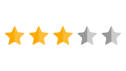 Three stars, customer quality symbol, vector product rating review flat icon for hotel, restaurant etc