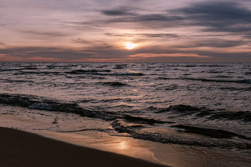 Sunset on lake Ladoga
