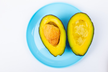 Ripe avocado isolated on white background