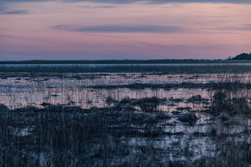 Sunset on lake Ladoga