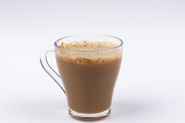 A glass of Coffee on White Background.