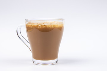 A glass of Coffee on White Background.