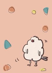 もこもこに膨らんだ文鳥と背景