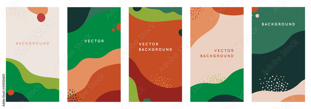 Aufkleber Vector set of abstract creative backgrounds in minimal trendy style with copy space for text - design templates for social media stories - simple, stylish and minimal wallpaper designs for invitations