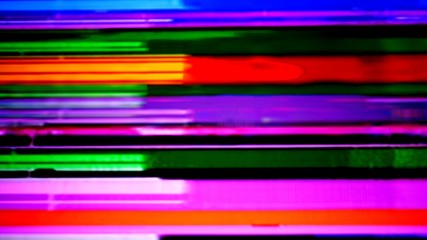 Lost signal VHS glitches and static noise color background with light TV and monitor static lines...