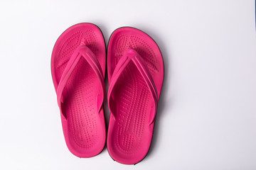 pink beach rubber sandals flip flops isolated on white background