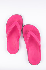 pink beach rubber sandals flip flops isolated on white background