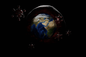 3d illustration earth and dangerous covid19 virus