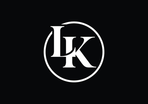 Elegant Monogram Logo Design Featuring the Letters L and K in White on Black