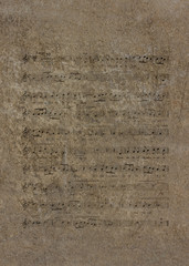 Print of sheet music on a wall