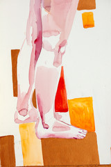 human's legs, watercolor painting, illustration