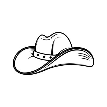 Illustration of cowboy hat in engraving style. Design element for poster, card, banner, flyer. Vector illustration