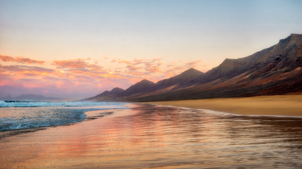 Cofete Beach on the Southern Tip of Fuerteventura during Sunset