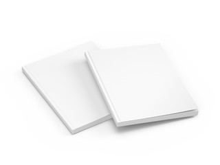 Magazine pair - Blank White Cover Of Magazine isolated on white background. Mock Up Template of magazine, book, brochure, booklet. 3d rendering