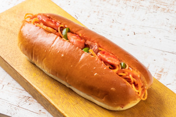 スパゲティパン　Asian style typical spaghetti hot dog
