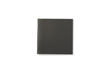 Square Magazine with black soft cover isolated on white.