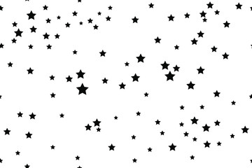 
Black stars on a white background. Colorful seamless pattern for wallpaper, fabric, clothes, interior. Vector illustration