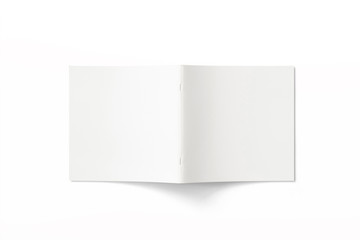Blank soft cover of square magazine or brochure isolated on white. Top view. illustration for your showcase.