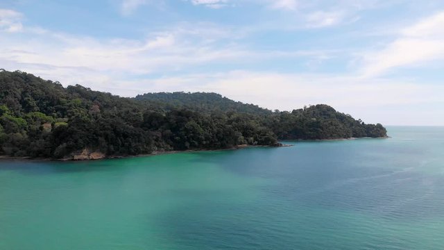 Aerial of the nature part of the Langkawi tourist island in Malaysia