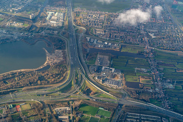 Amsterdam Harbor Channels roads Aerial view panorama