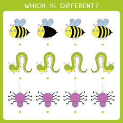 Simple logic game for kids. Find the odd one in the group