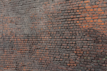 Brick wall. Old orange brick. Horizontal placing.