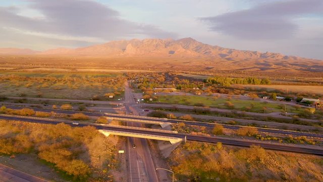 The Nogales Highway road through the Arizona landscape - aerial