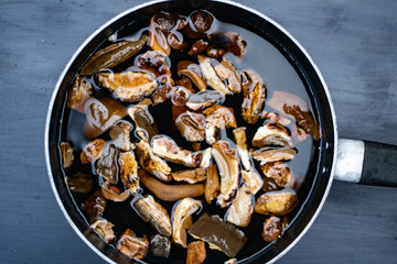 Mushroom soup made with dried wild mushrooms