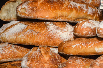 Bread pastry stack for sale in bakery or pastry shop