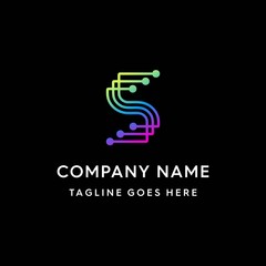 Abstract Technology Letter S Logo