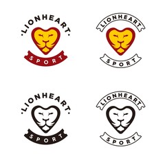Lion head with Heart Shape face logo