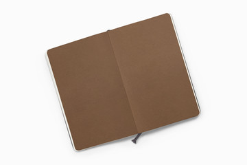 Opened sketchbook with blank carton pages isolated on white. illustration for your artwork presentation or separate object for your library materials.