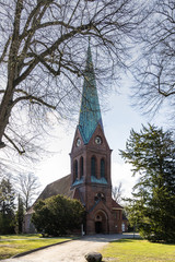 Fototapeta na wymiar Trittau - a church with copper roof
