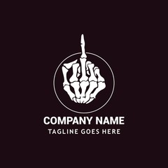 Middle Finger Skeleton Illustration logo